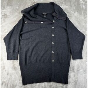 White House Black Market Sweater Women XS Black Asymmetric Button Tunic